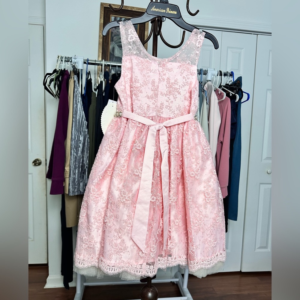 AMERICAN PRINCESS PINK DRESS GIRL’S SIZE 7 FORMAL WEDDING - Picture 3 of 7